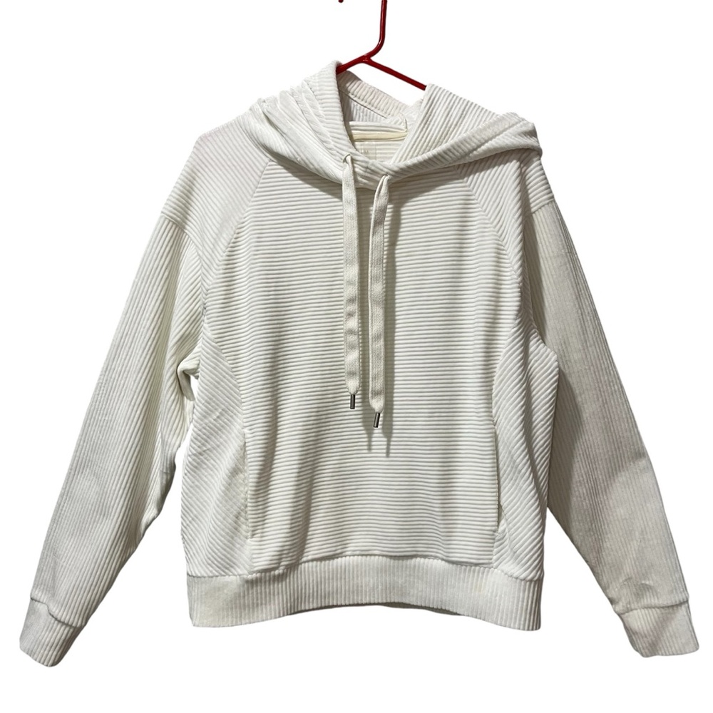 Zella Ripped Hoodie Off White Size‎ Medium Long Sleeve Pullover Soft
